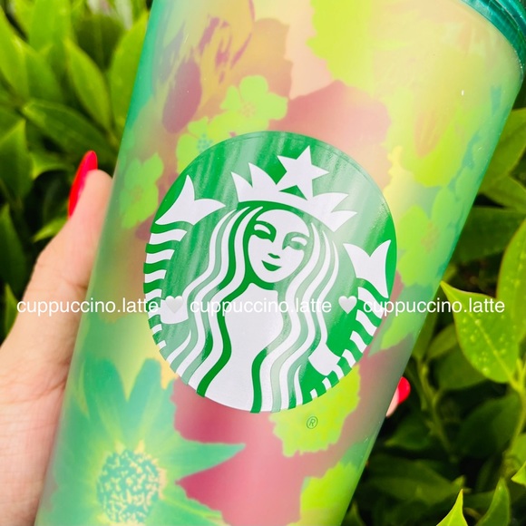 🍓LAST SET🌻Starbucks Summer 2022 Soft Touch Floral Pink & Green Grande Tumblers - Picture 13 of 16